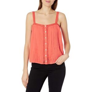 Jessica Simpson Women's Plus Size Albi Lace Pintuck Cami Blouse, Emberglow, 1X,